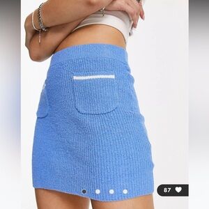 NWT Weekday ASOS Blue Emery Knitted Mini Skirt with Front Pocket Details Small